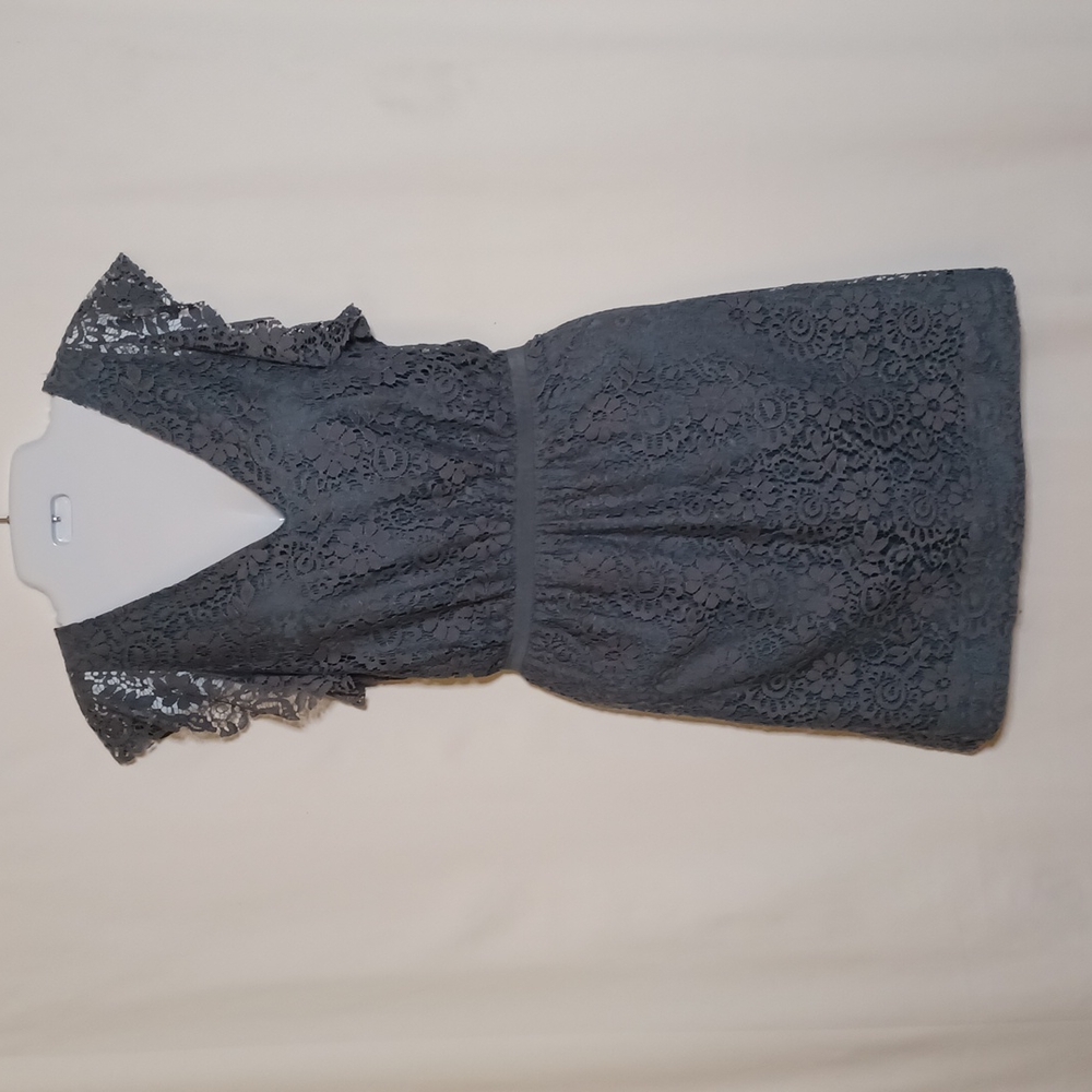 Madewell Womens Stormy Blue V-Neck Ruffle Lace Dress. Size 10